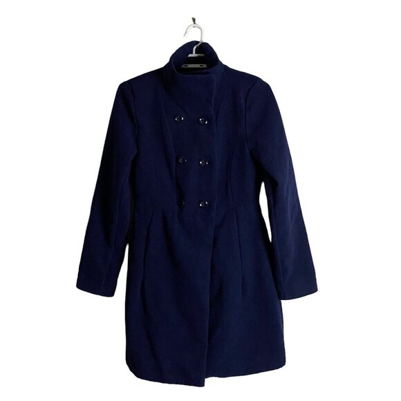 Forever 21 Women's Navy Warm Wear Double Breasted Pea Coat Sz S - Picture 1 of 11